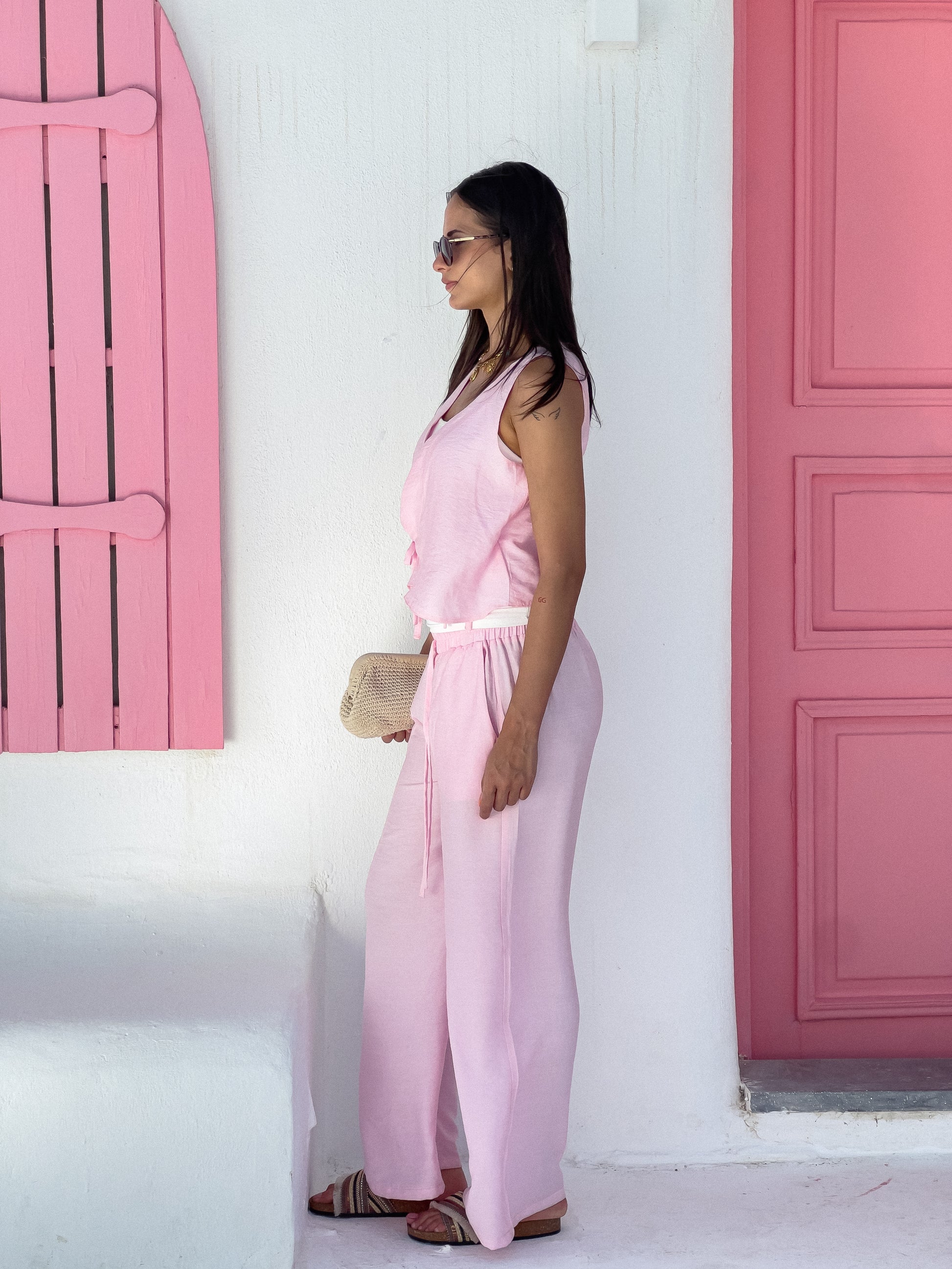 The Sol Linen Set in Pink