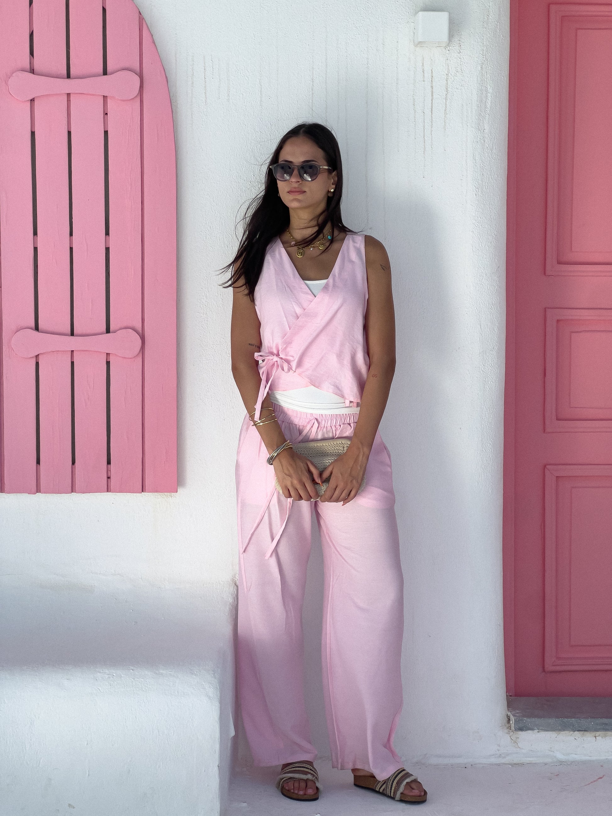 The Sol Linen Set in Pink