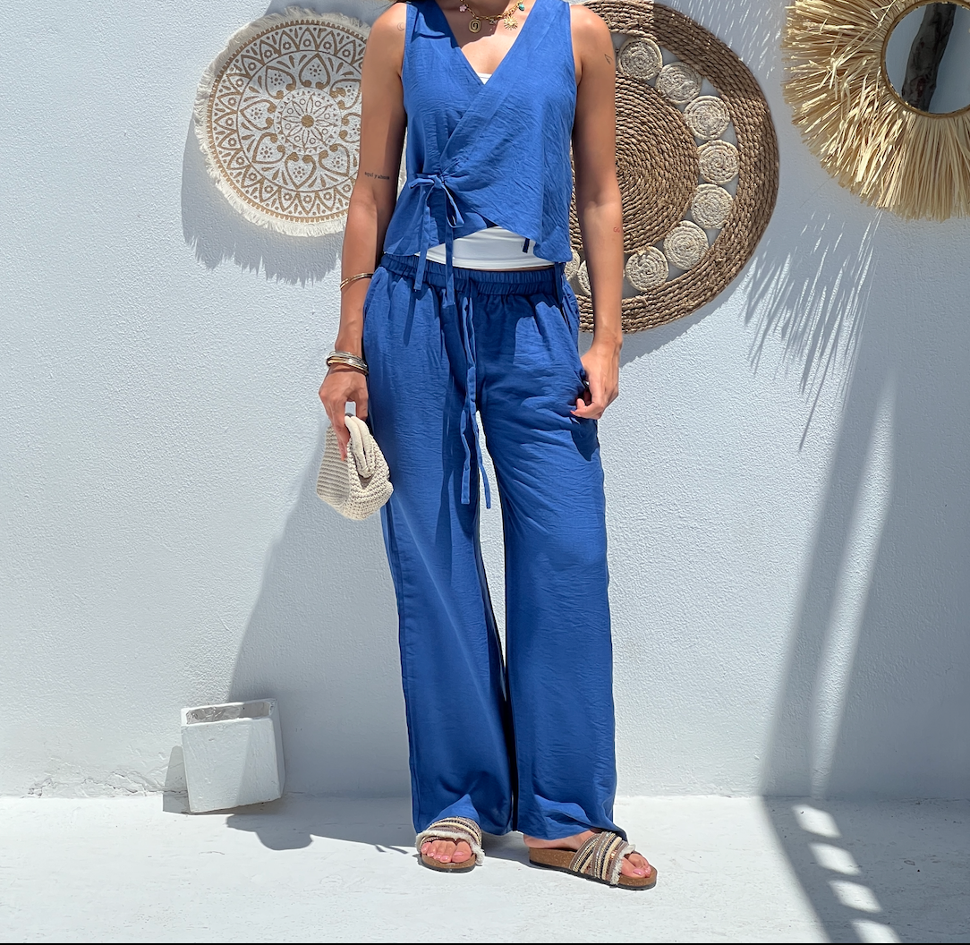 The Sol Linen Pants in Blue