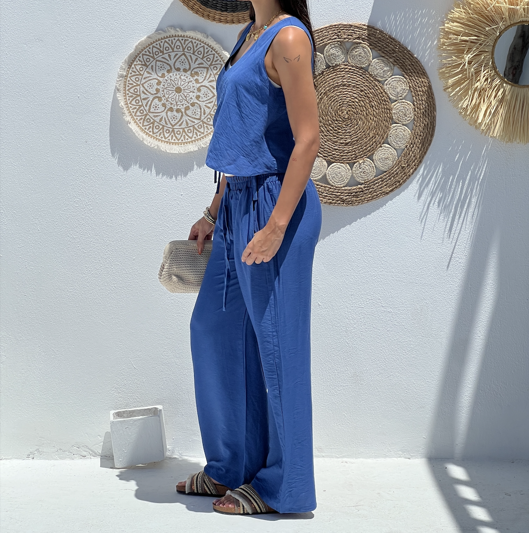 The Sol Linen Pants in Blue
