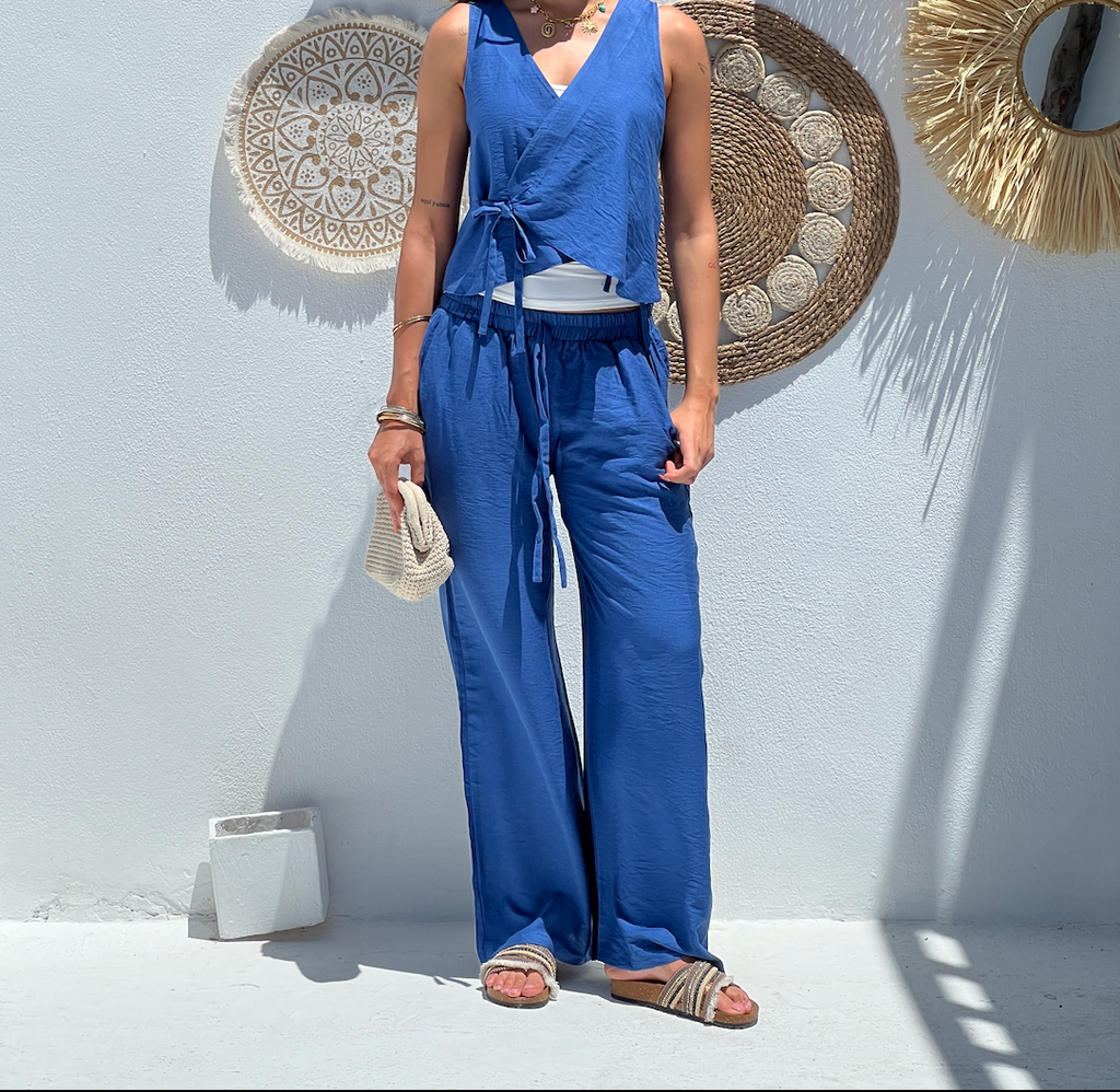 The Sol Linen Pants in Blue